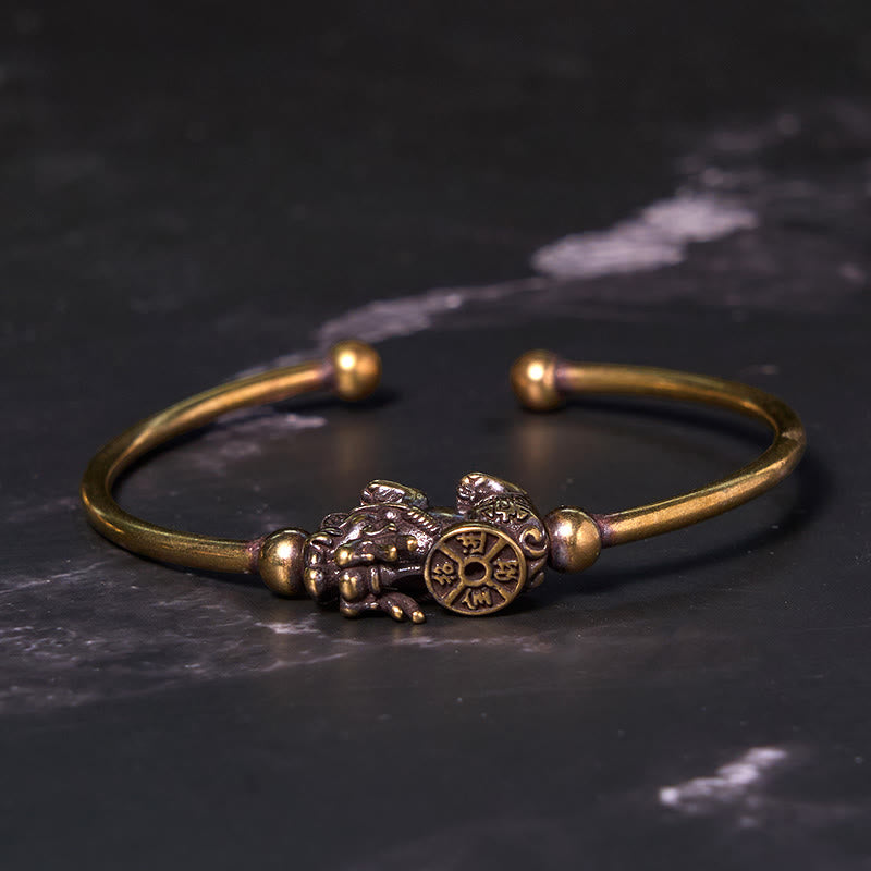 Bracelet réglable Pixiu en cuivre avec boussole et porte-bonheur Fu
