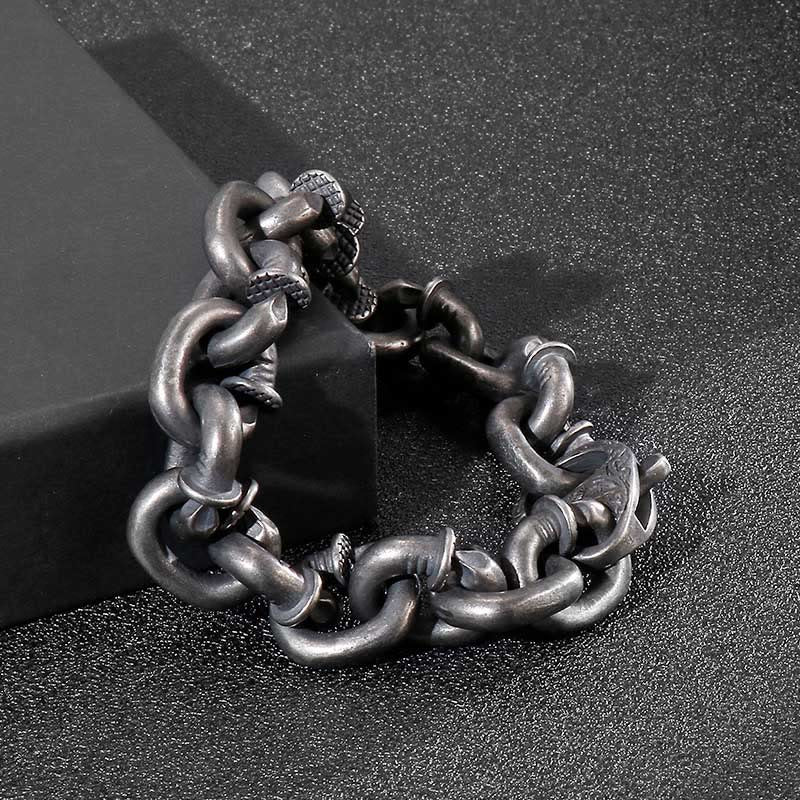Square Rivets Titanium Steel Spiritual Bracelet for Balance
