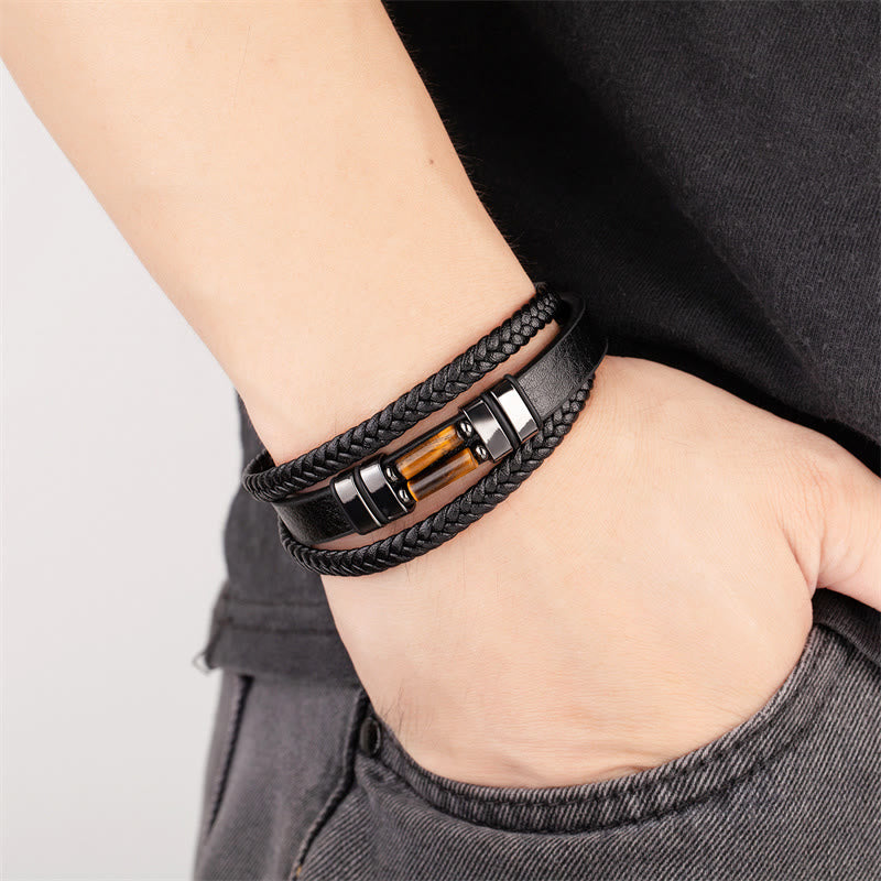 Bracelet de force multicouche en œil de tigre 16-18 cm