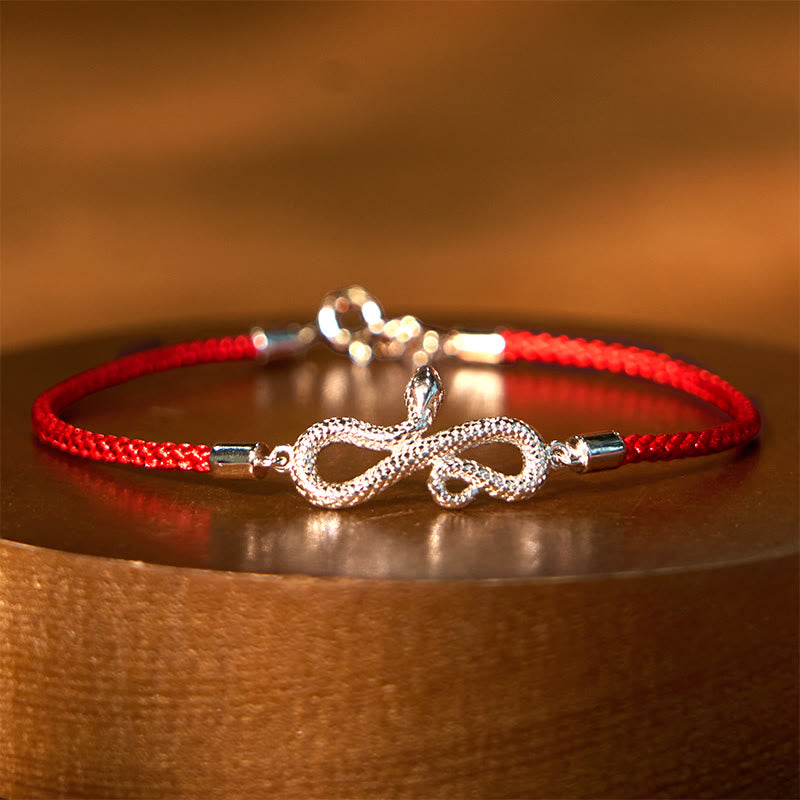 Bracelet rouge en argent sterling 999 Année du serpent