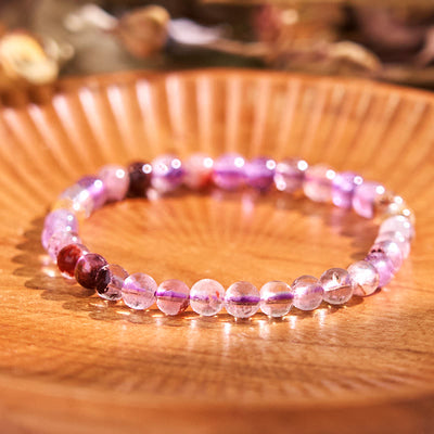 8mm Purple Phantom Amethyst Bracelet for Love and Wisdom