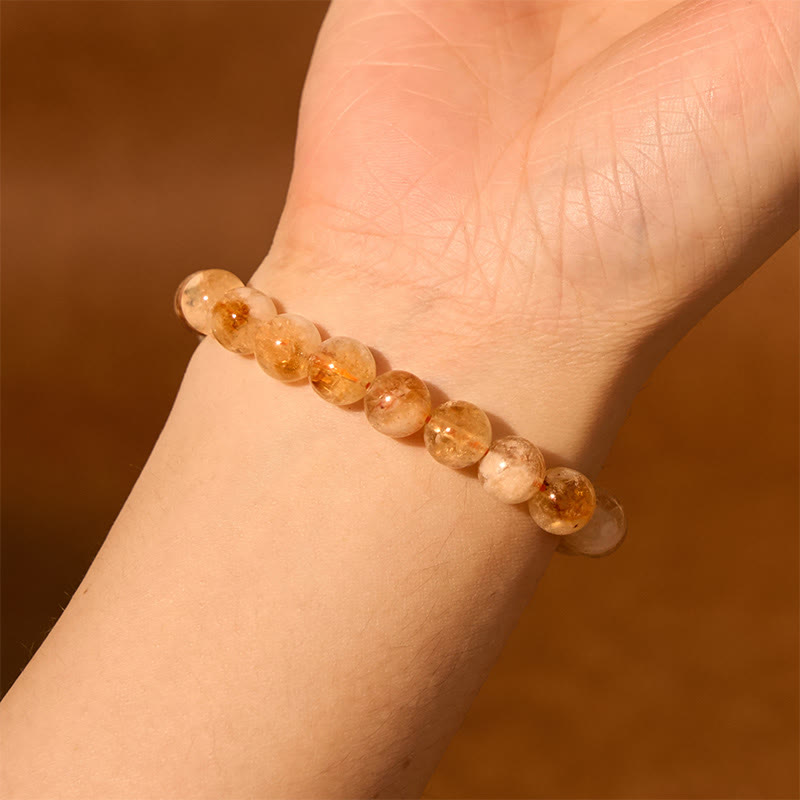 Bracelet flocon de neige en citrine naturelle de 6 mm pour la prospérité