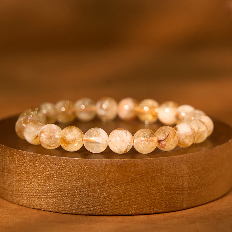 Bracelet de prospérité flocon de neige en citrine 8 mm pour femme