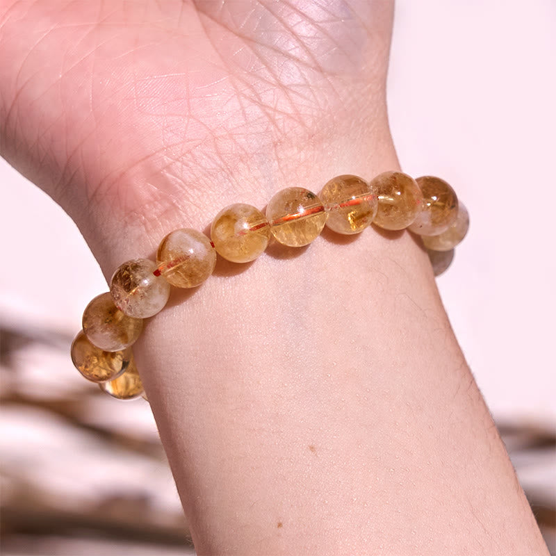 Bracelet flocon de neige en citrine naturelle de 6 mm pour la prospérité