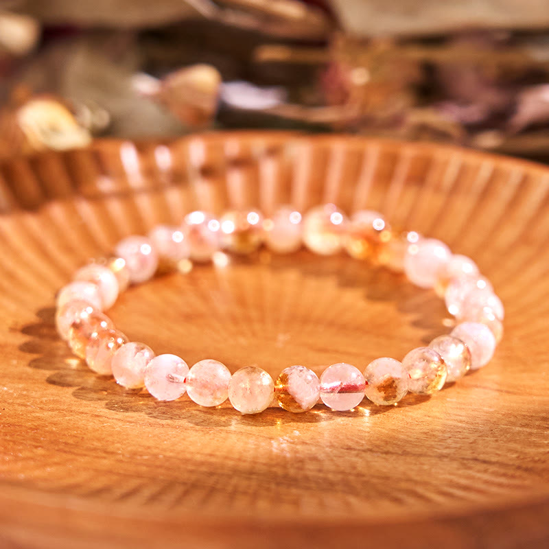 Bracelet flocon de neige en citrine naturelle de 6 mm pour la prospérité
