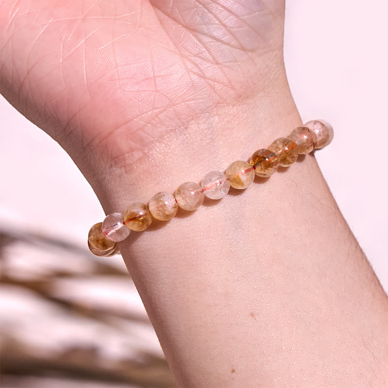 Bracelet de prospérité flocon de neige en citrine 8 mm pour femme