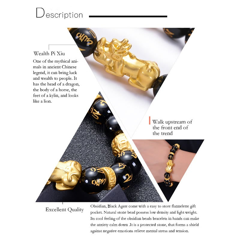 Bracelet de protection PiXiu en obsidienne noire