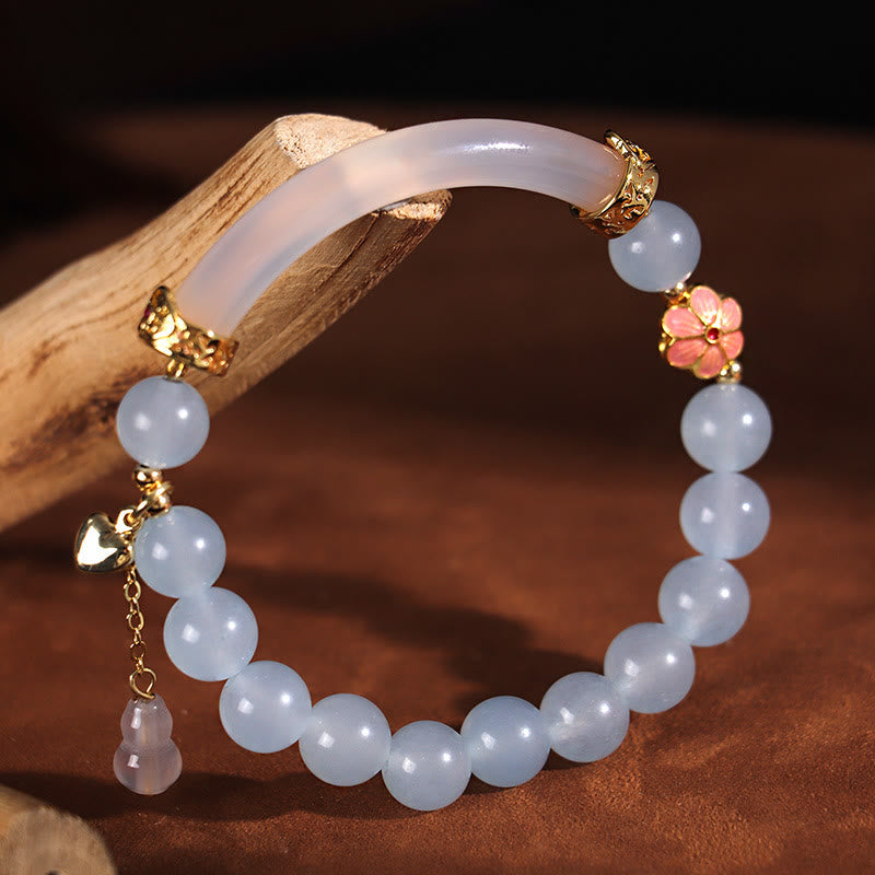 Bracelet manchette en perles de cristal rose de 8 mm pour l'équilibre émotionnel