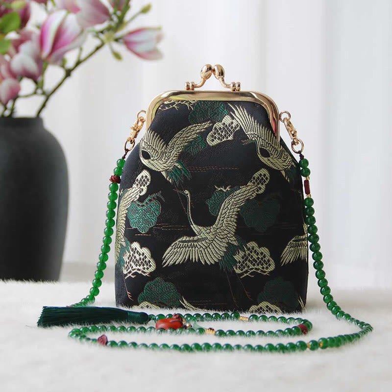 Sac à bandoulière rétro en chaîne de perles brodées chinoises 14 x 6 x 18 cm