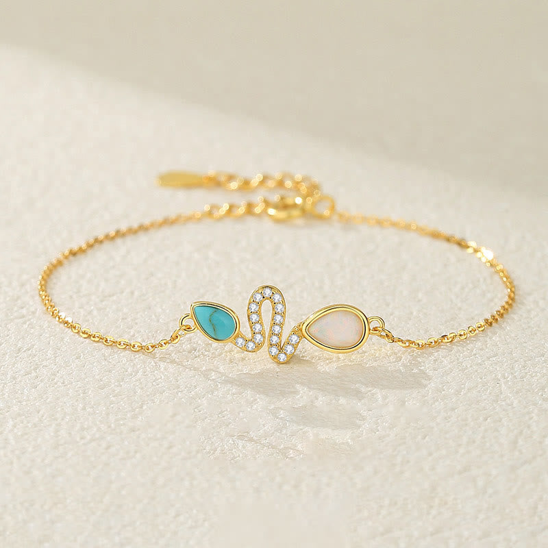 Bracelet de protection serpent en opale turquoise 2025