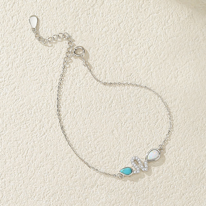 Bracelet de protection serpent en opale turquoise 2025