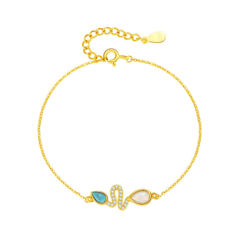 Bracelet de protection serpent en opale turquoise 2025