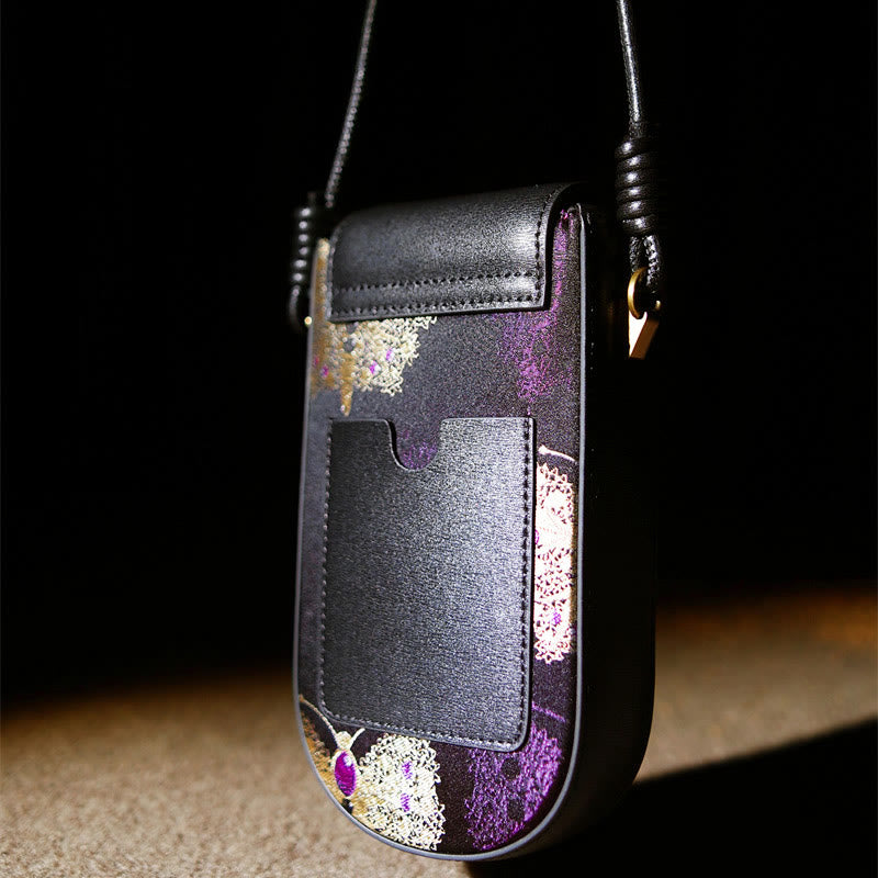 Sac à bandoulière rétro Song Brocade à fleurs et papillons