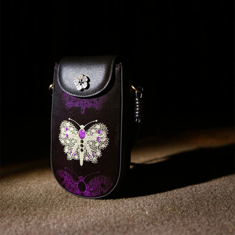 Sac à bandoulière rétro Song Brocade à fleurs et papillons