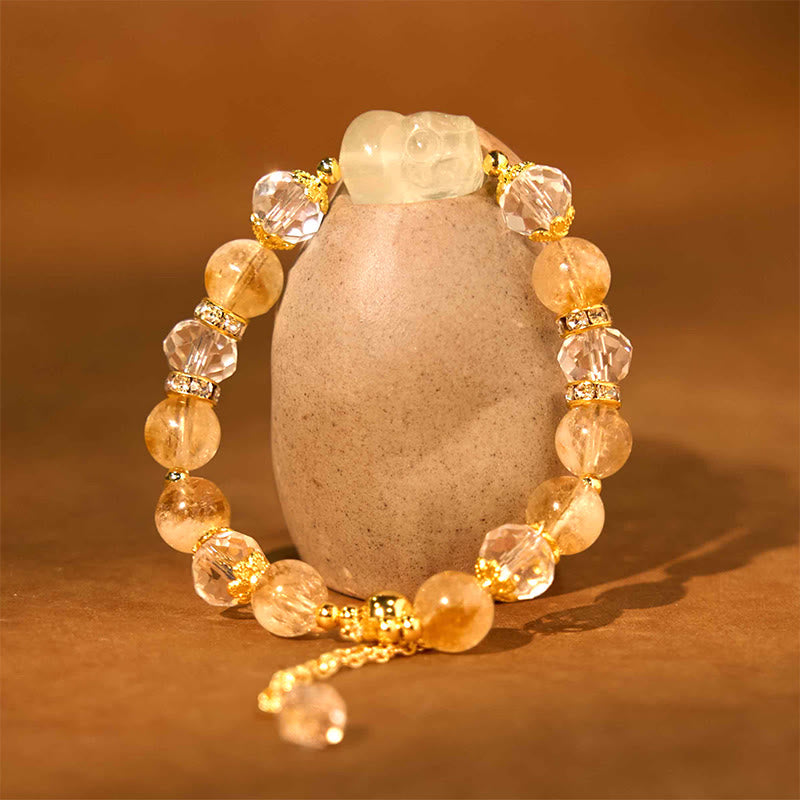 Bracelet de prospérité en citrine naturelle de 8 mm pour femme