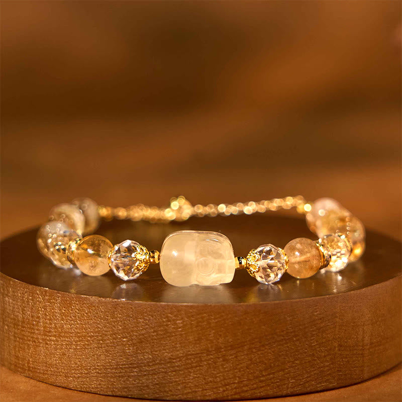 Bracelet de prospérité en citrine naturelle de 8 mm pour femme