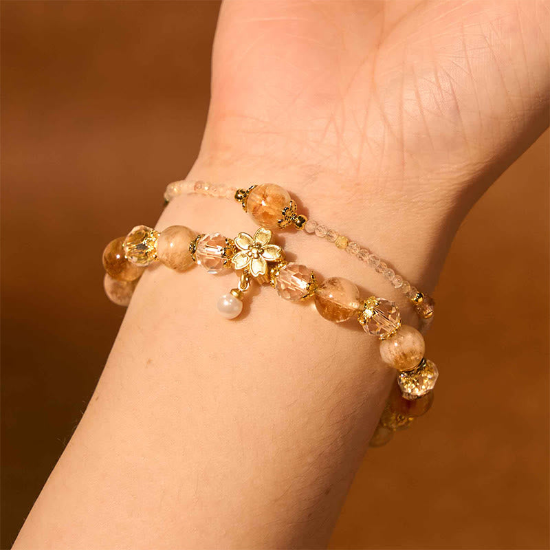 Bracelet Fleur de Prospérité Citrine 8 mm pour Femme