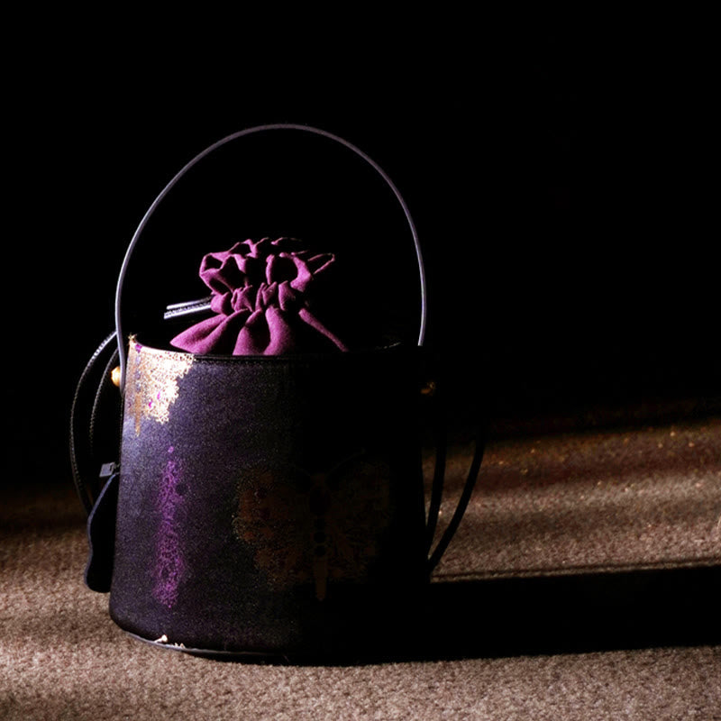 Sac bandoulière en brocart Purple Butterfly Song pour l'énergie spirituelle