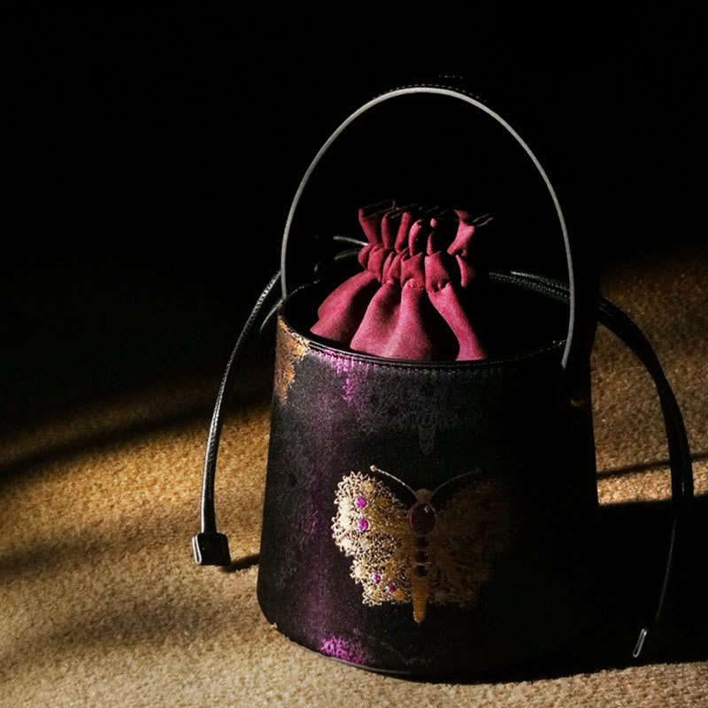 Sac bandoulière en brocart Purple Butterfly Song pour l'énergie spirituelle