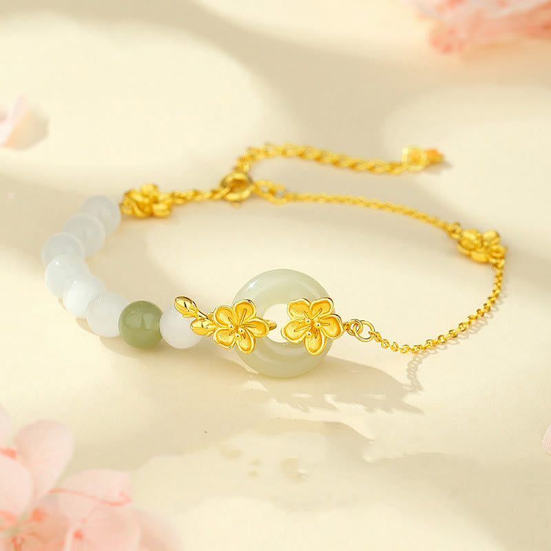 Bracelet Love en argent sterling et jade chrysobéryl Hetian de 6 mm