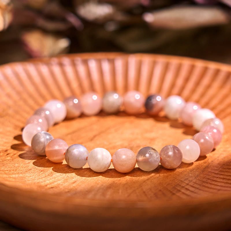 Bracelet de guérison en pierre de lune pêche 8 mm pour femme