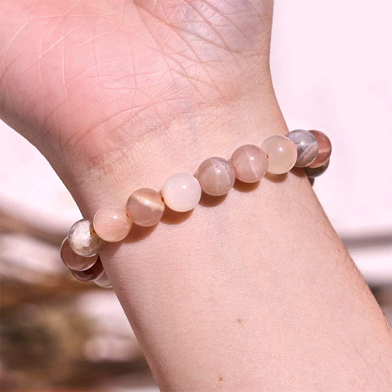 Bracelet de guérison en pierre de lune pêche 8 mm pour femme