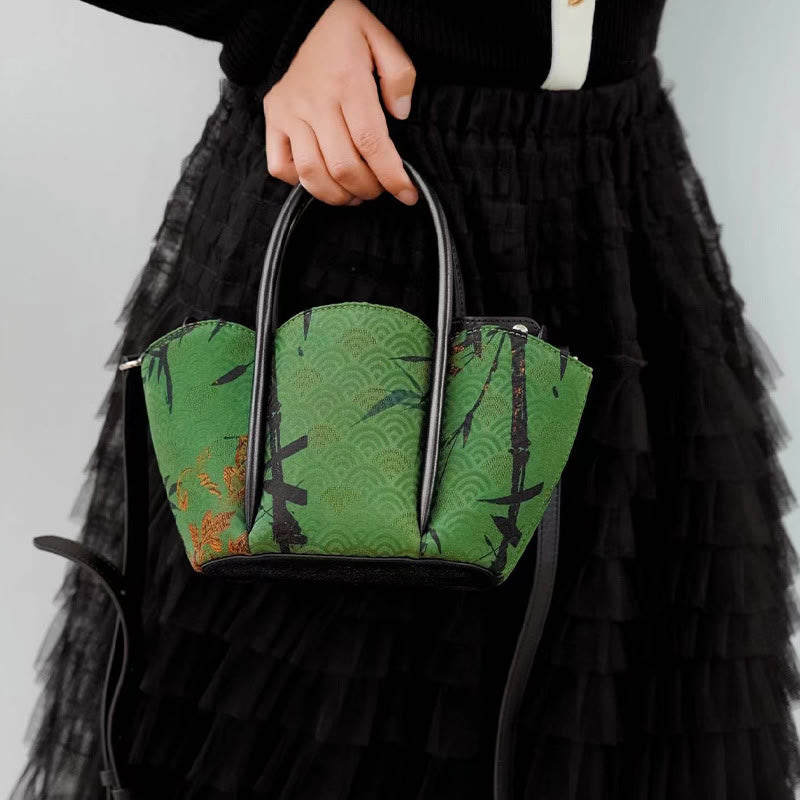 Sac à bandoulière en bambou à bijoux spirituels Green Curve