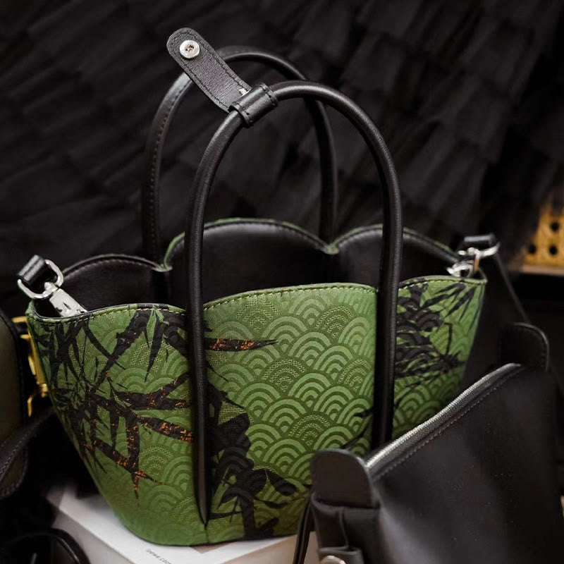 Sac à bandoulière en bambou à bijoux spirituels Green Curve