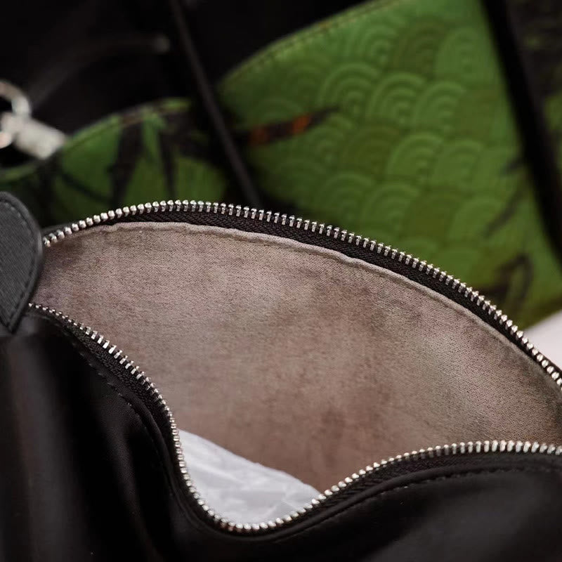 Sac à bandoulière en bambou à bijoux spirituels Green Curve