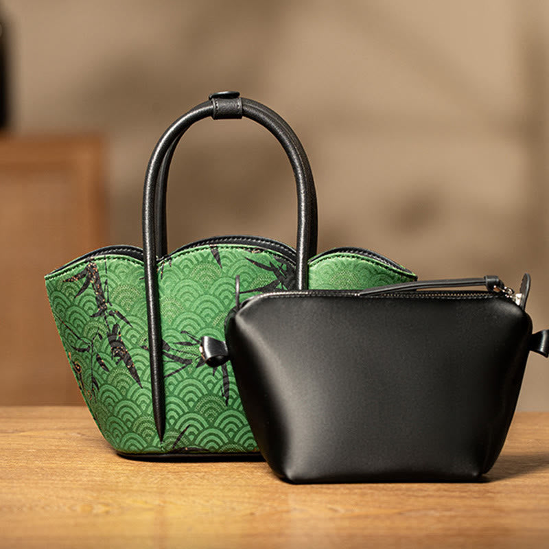 Sac à bandoulière en bambou à bijoux spirituels Green Curve