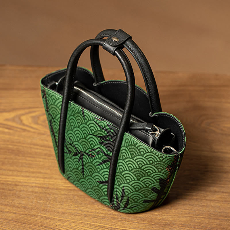 Sac à bandoulière en bambou à bijoux spirituels Green Curve