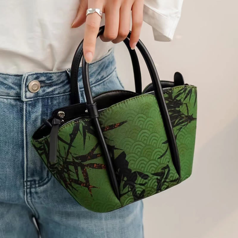 Sac à bandoulière en bambou à bijoux spirituels Green Curve