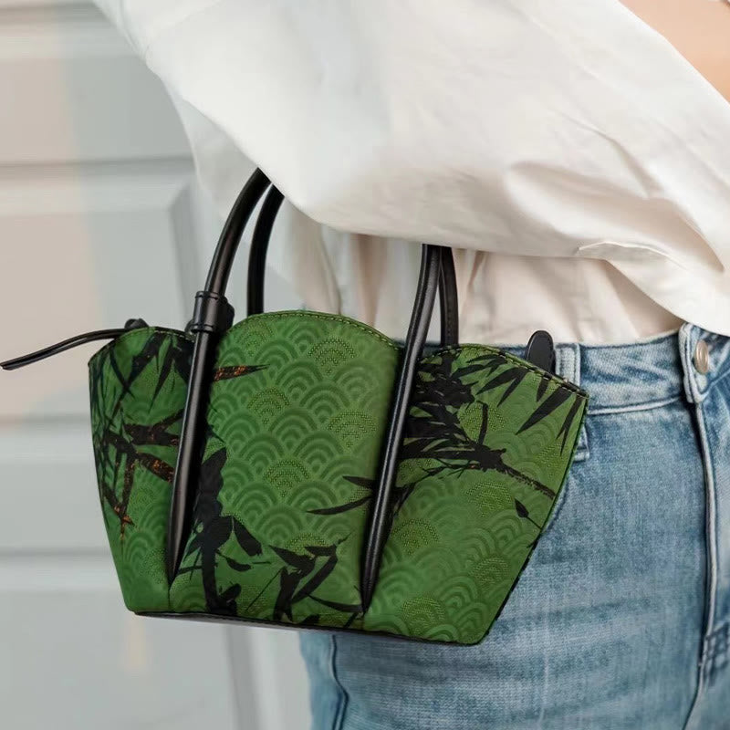 Sac à bandoulière en bambou à bijoux spirituels Green Curve