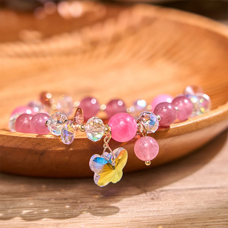 Bracelet d'amour en quartz fraise - Guérison émotionnelle