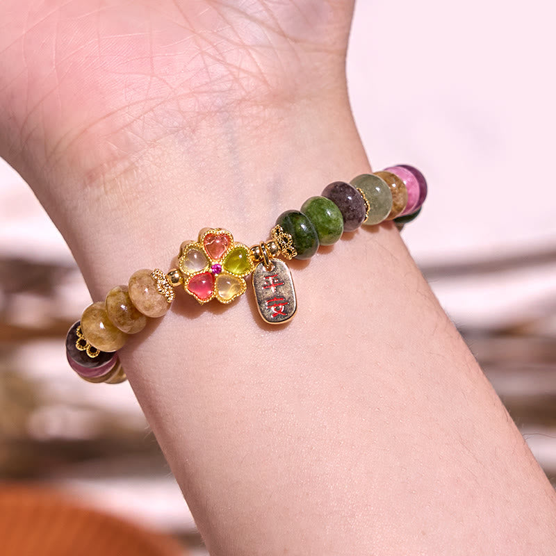 Bracelet d'amour en jade tourmaline, sûr et bien, 14-16 cm