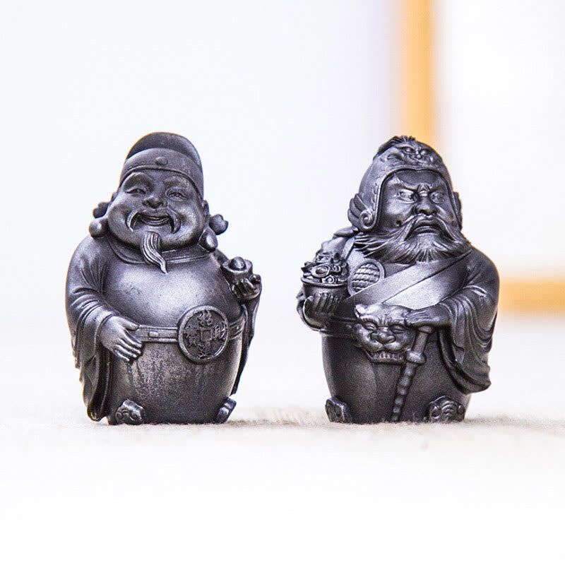 Rust Version Literary God of Wealth Iron Powder Statue