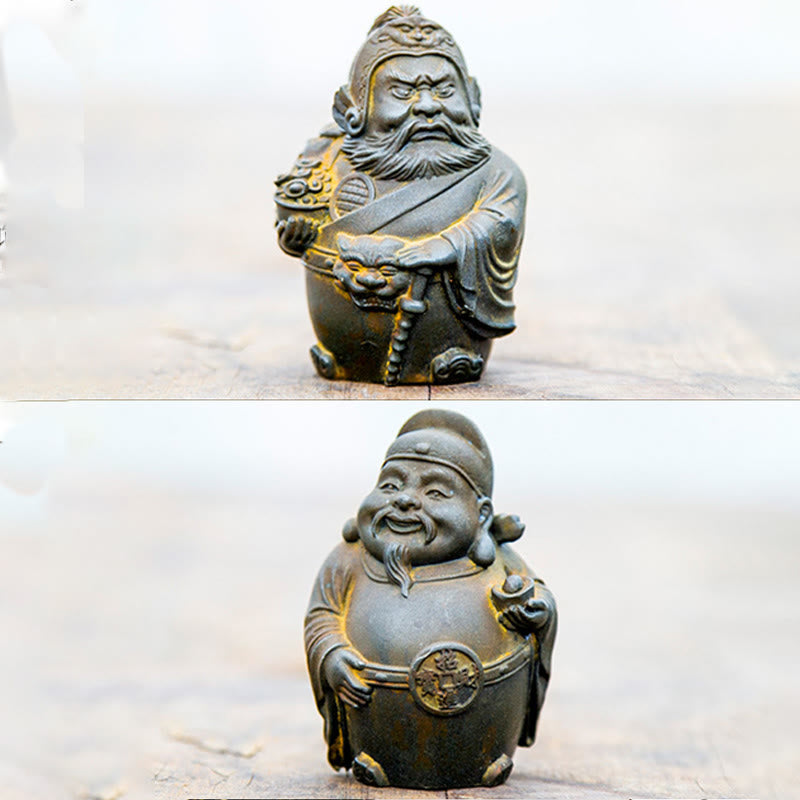 Statue de poudre de fer du dieu littéraire de la richesse, version rouillée