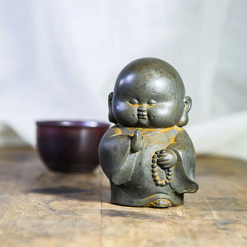 Statue de Bouddha rouille de 12,7 cm | Décoration artisanale pour petit moine