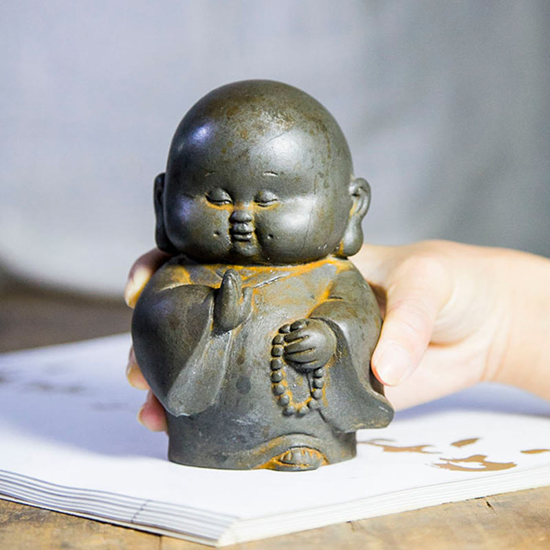 Statue de Bouddha rouille de 12,7 cm | Décoration artisanale pour petit moine