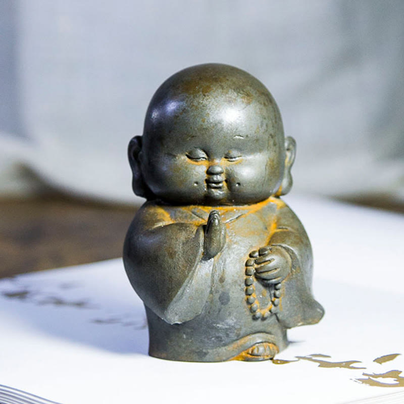 Statue de Bouddha rouille de 12,7 cm | Décoration artisanale pour petit moine