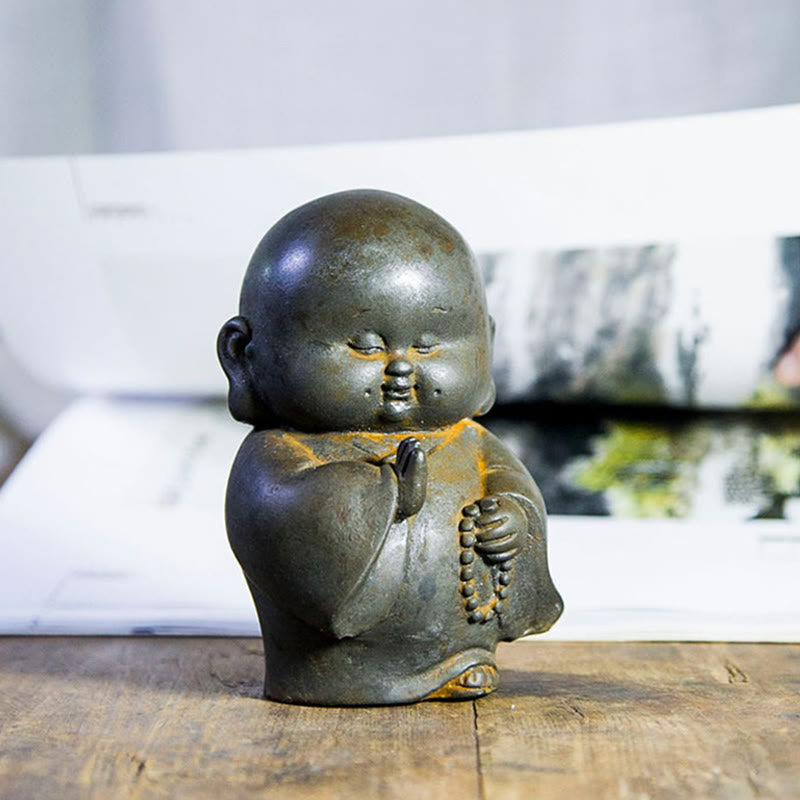 Statue de Bouddha rouille de 12,7 cm | Décoration artisanale pour petit moine