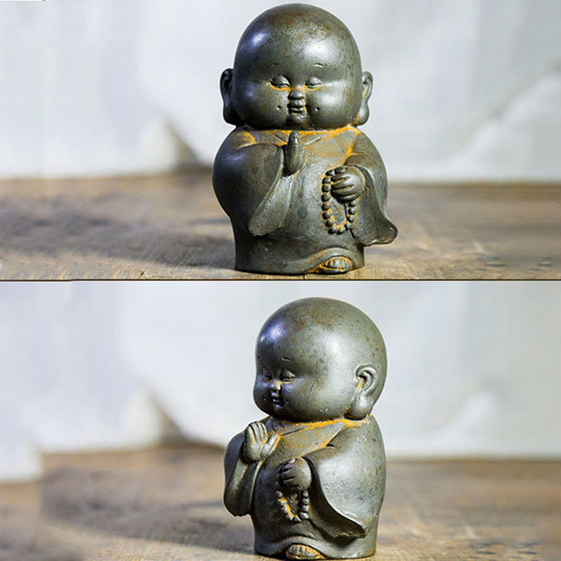 Statue de Bouddha rouille de 12,7 cm | Décoration artisanale pour petit moine
