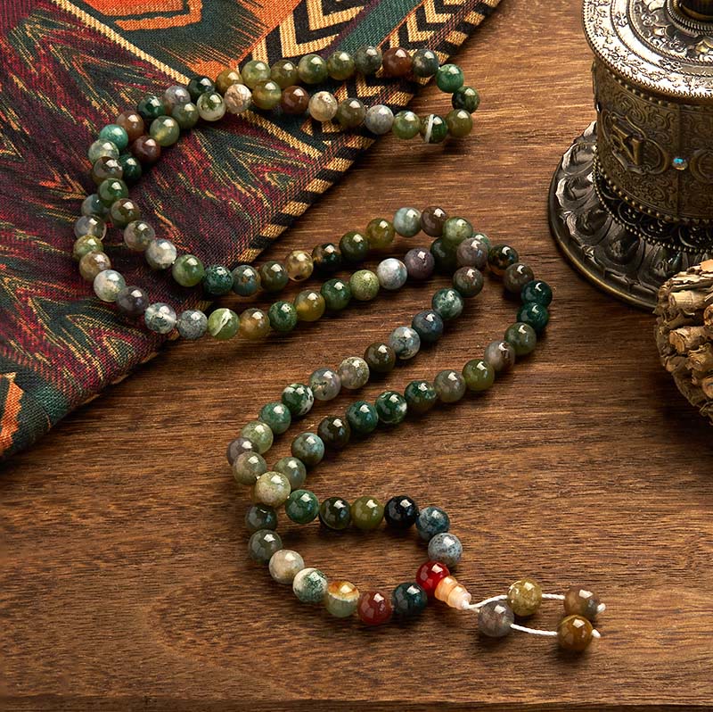 108 Bead Moss Agate 8mm Multi-Turn Healing Mala Bracelet