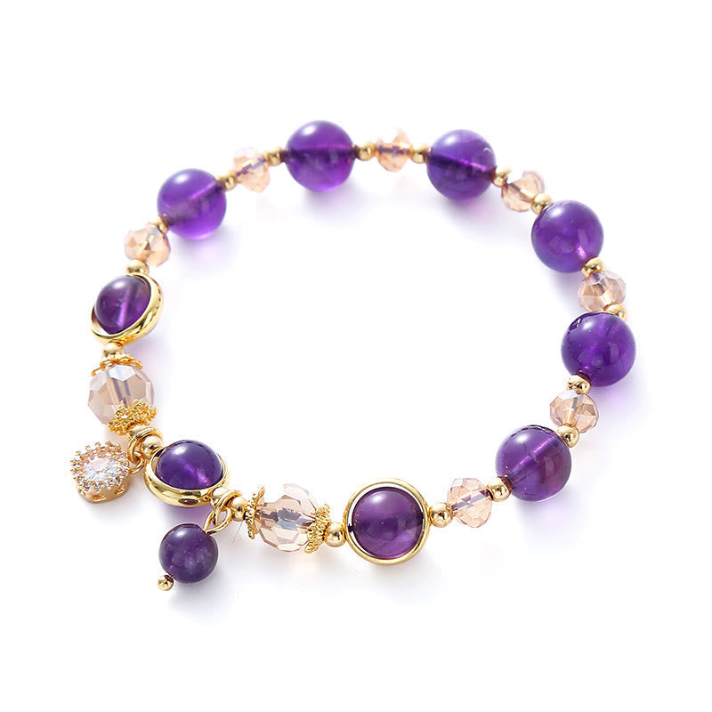 Bracelet de méditation géométrique en cristal d'améthyste de 8 mm
