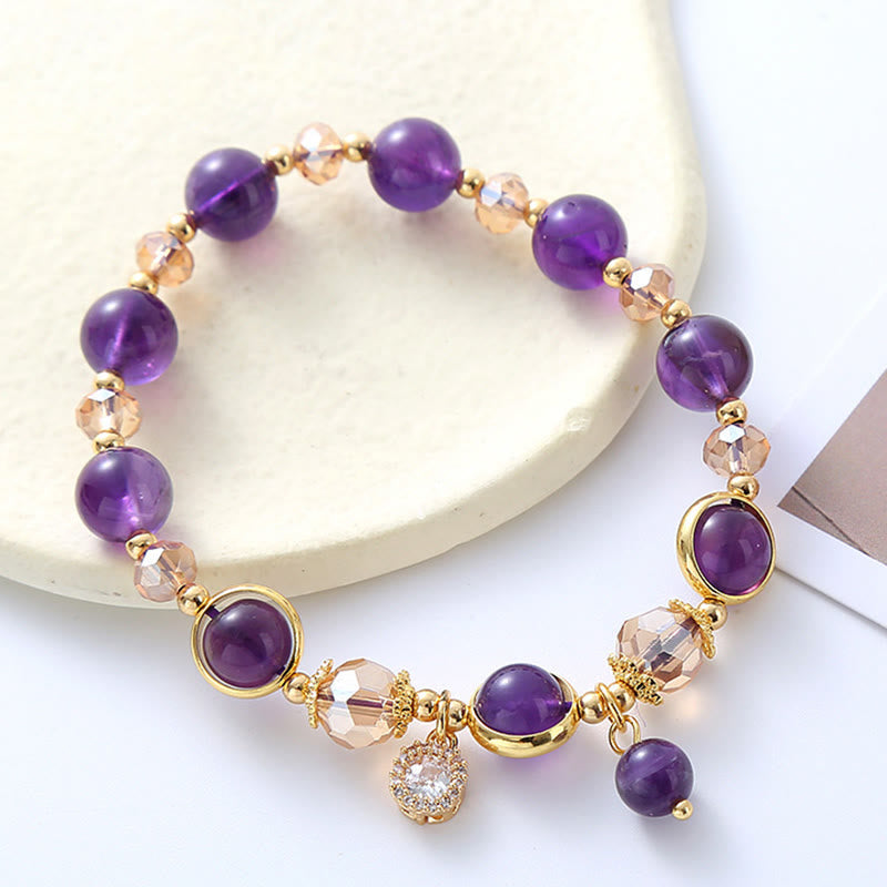 Bracelet de méditation géométrique en cristal d'améthyste de 8 mm