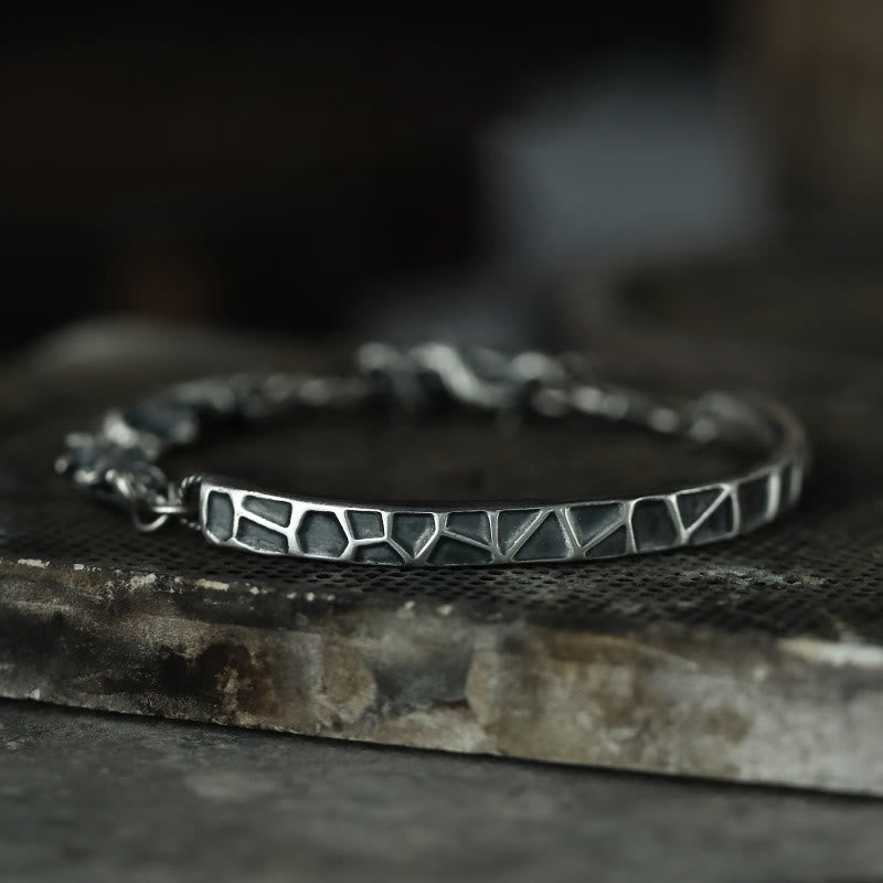 Men's Sterling Silver Protection Bracelet with Hammer & Thorn Design