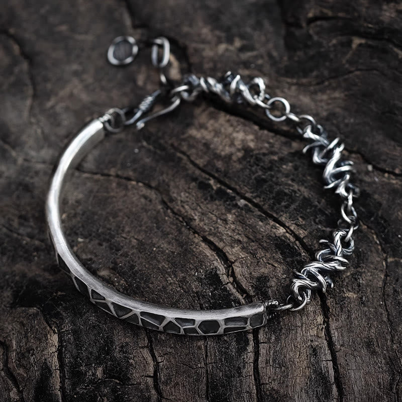 Men's Sterling Silver Protection Bracelet with Hammer & Thorn Design