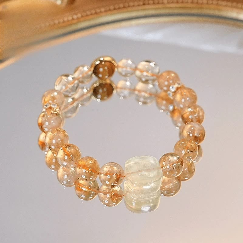 Bracelet de richesse déesse Zakiram en topaze citrine œil de tigre 8-10 mm