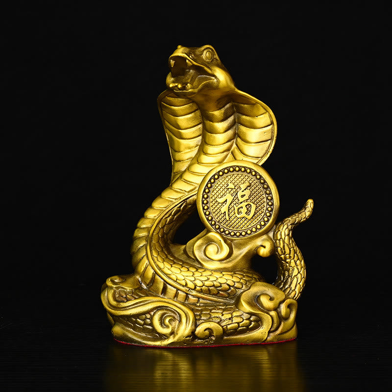 Statue du personnage Fu de l'Année du Serpent en laiton 14x9x19cm
