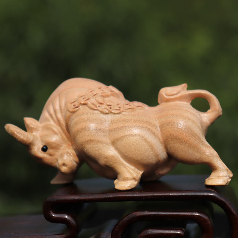 11.5cm Wooden Year of the Snake Fu Character Home Decor Statue